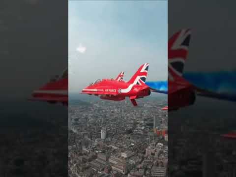 The Red Arrows were among 70 aircraft that flew over London for the Trooping the Colour ceremony