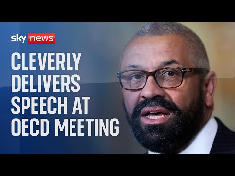 James Cleverly delivers speech following OECD warning