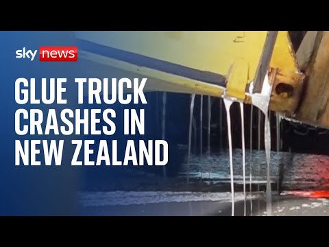 Tonnes of carpet glue spills over road in New Zealand after container crash