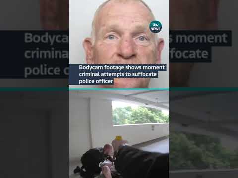 Bodycam footage shows moment criminal attempts to suffocate police officer #itvnews #police
