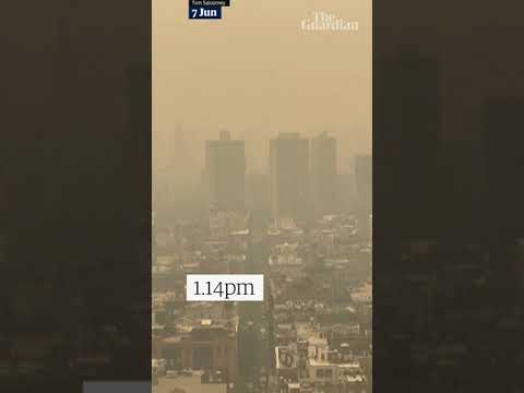 Footage captures the before and after scenes as smoke from Canada’s wildfires smothers New York