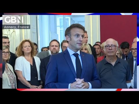 French President Macron addresses first responders following knife attack in Annecy