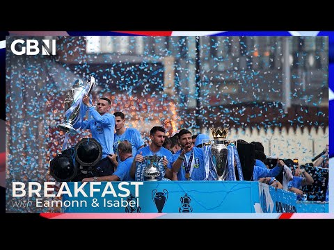 ‘Manchester is well and truly blue!’ | Manchester City return home to celebrate Champions League win