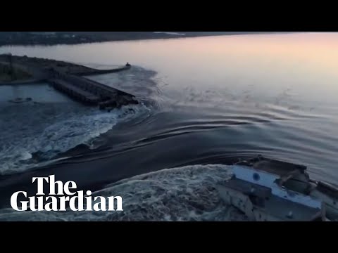 Footage shows dam near Ukraine city of Kherson breached