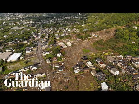 Aerial video shows buildings swamped by deadly floods and landslides in Japan