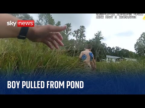 Young boy pulled from pond after being ‘kept afloat’ by plants