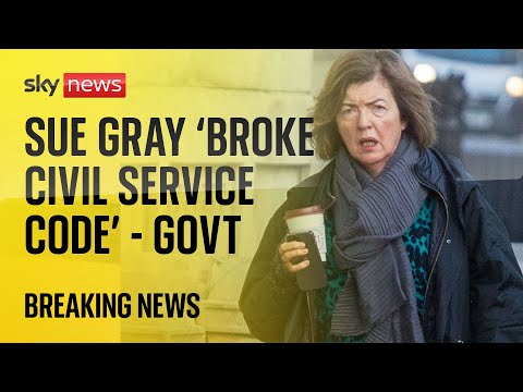 Sue Gray ‘broke civil service code’, says government