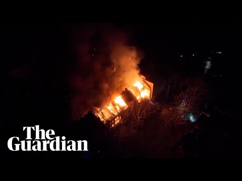 Ukraine: drone footage shows burning buildings after Russian strike on Mykolaiv