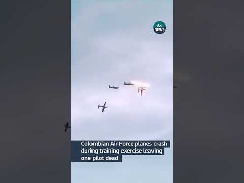 Colombian Air Force planes crash during training exercise leaving one pilot dead