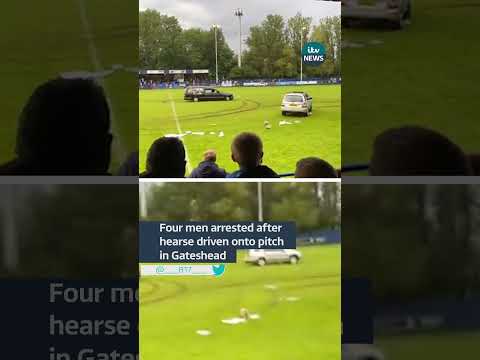 Four men arrested after hearse driven onto pitch in Gateshead #football #gateshead #uk