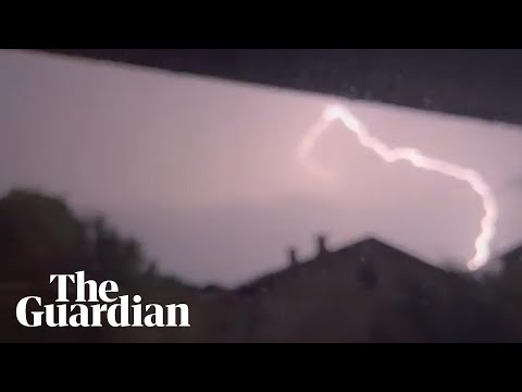 Intense lightning flashes illuminate night sky in Slovenia