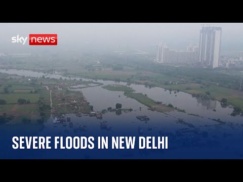 India floods: Drone footage shows farmland submerged in water
