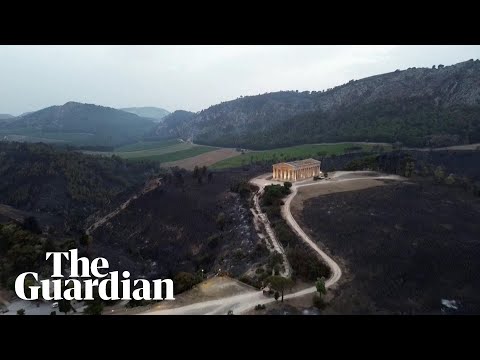 Drone footage shows aftermath of wildfires on 2,500-year-old Sicilian temple
