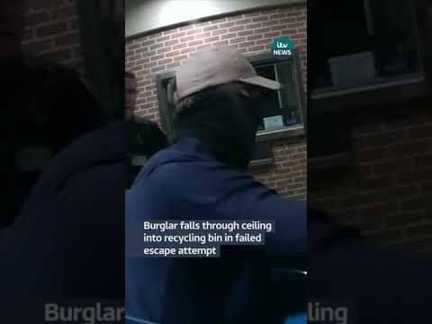 Burglar drops through ceiling and into bin in failed escape attempt
