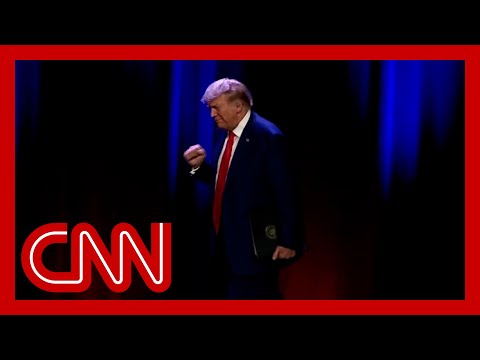 Trump walks onto rally stage as song lyric ‘going to prison’ plays