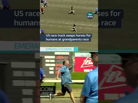 US race track swaps horses for humans at grandparents race