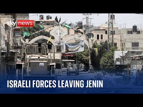 Israeli forces withdrawing from the city of Jenin