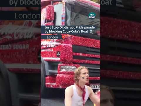 Just Stop Oil disrupt London Pride parade by blocking Coca-Cola’s float #juststopoil #pride #london