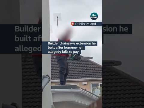 Builder chainsaws extension he built after homeowner allegedly fails to pay #ITVnews #Builder