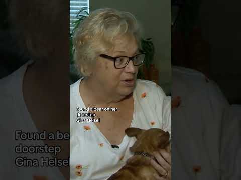 Bear shocks woman by appearing from around the corner on her doorstep