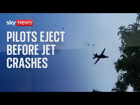 Dramatic escape for pilots as they eject seconds before jet crashes