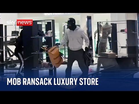 Flashmob armed with bear spray loot luxury store in Los Angeles