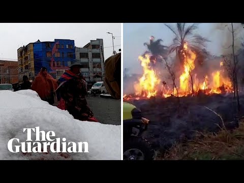 Snow falls in west of Bolivia in same week as wildfires in scorched east