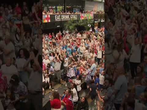 England fans celebrate as Lionesses score against Australia