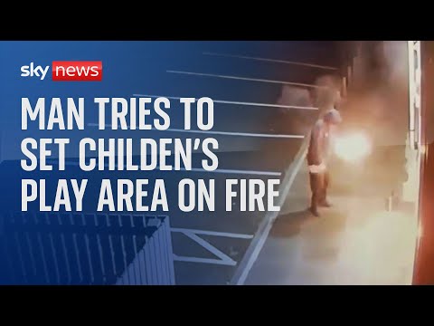 CCTV shows man’s failed attempt to set fire to children’s play area