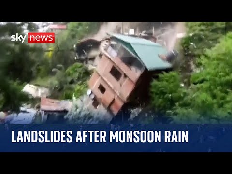 Houses collapse after heavy rains trigger landslides in India