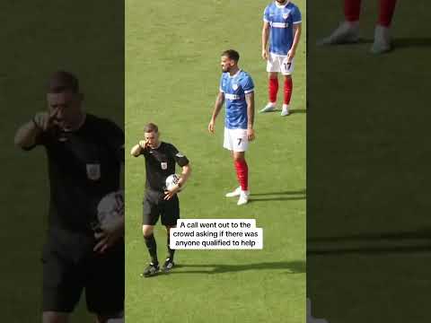 Fan steps in to referee football match