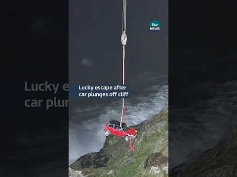 A driver managed to escape unharmed after her car plunged off a cliff #itvnews #car #isleofman