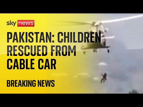 Pakistan: Children rescued from dangling cable car in a ‘sling operation’