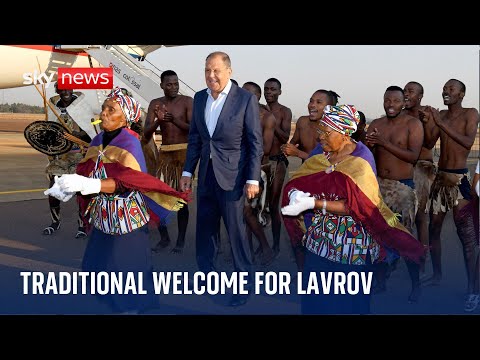 BRICS summit: Russian foreign minister greeted by traditional dancers in Johannesburg