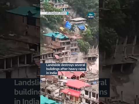 Landslide destroys several buildings #itvnews #news #india #landslide
