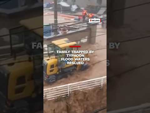 Family trapped by typhoon flood waters rescued