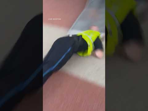 Boston police officer catapults off playground slide