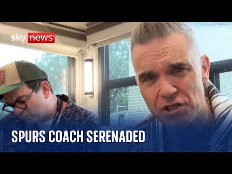 Robbie Williams sings new version of hit song ‘Angels’ – about Spurs coach Ange Postecoglou