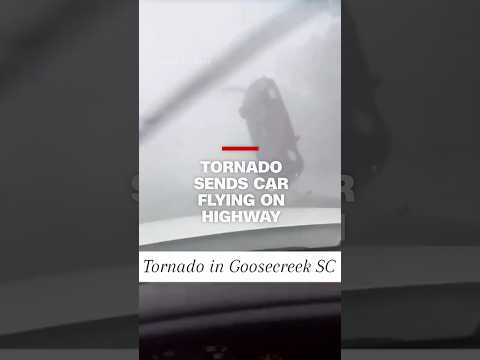 Tornado sends car flying on highway