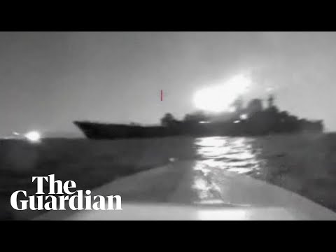 Footage purports to show Ukrainian sea drone hit Russian Black Sea ship