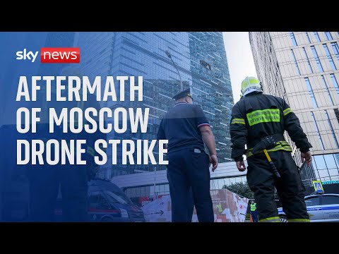 Aftermath of drone strike on Moscow skyscraper
