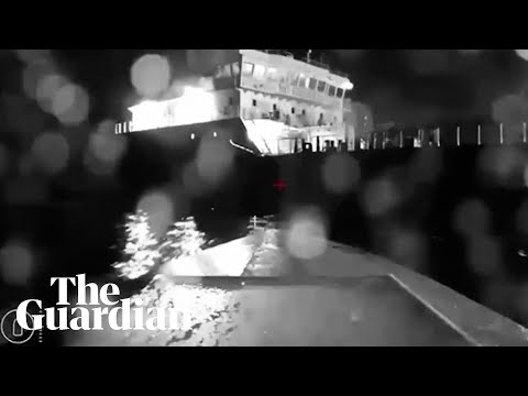 Footage shows sea drone targeting Russian tanker near Crimea