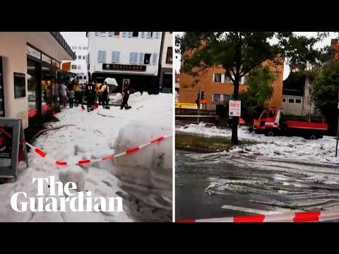 Snowploughs deployed in German city after heavy August hailstorm