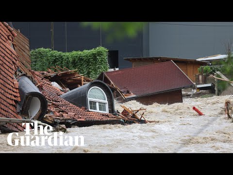 Drone footage shows Slovenia flood damage as rescue efforts continue