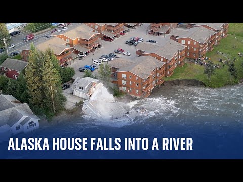 House collapses into river in Alaska after glacial flooding