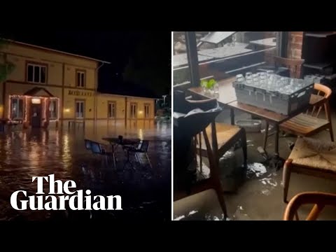 Swedish ski resort suffers severe flooding after river burst its banks