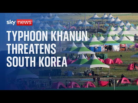 Watch live: Typhoon Khanun threatens South Korea