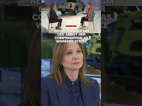 Reporter asks GM CEO about her compensation as workers strike