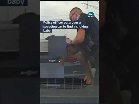 Police officer pulls over a speeding car to find a choking baby #ITVnews #news