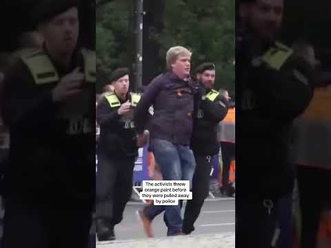 Climate protesters try to stop Berlin marathon but are dragged away by police